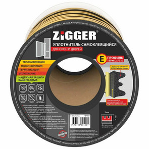 уплотнитель ZIGGER Е 9*4мм, черный 150м /6шт