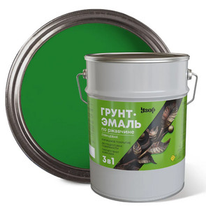 грунт-эмаль по ржавчине зеленый Узор  5 кг глянц.