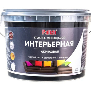 краска акриловая Palizh интерьерная моющаяся № 316, черный трюфель 13 кг